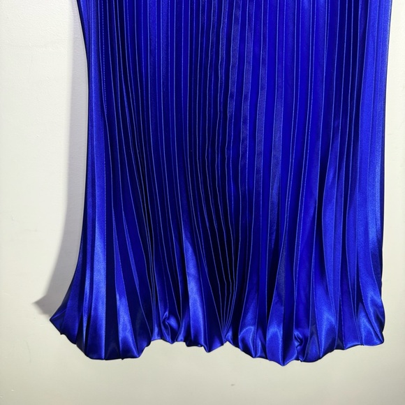 Jessica Mcclintock for Gunne Sax Blue Pleated Bubble Mini Dress Size 5 - Picture 5 of 10